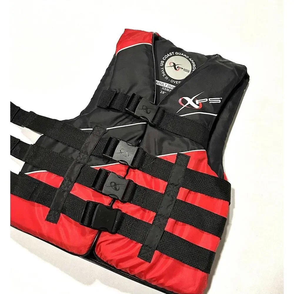 XPS Adult Dual Size Life Jacket US Coast Guard Approved Red and Black XS 28"-32" - Picture 2 of 7